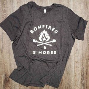 Bonfires & S'Mores Gray Ladies' Heathered Relaxed Jersey Short-Sleeve T-Shirt